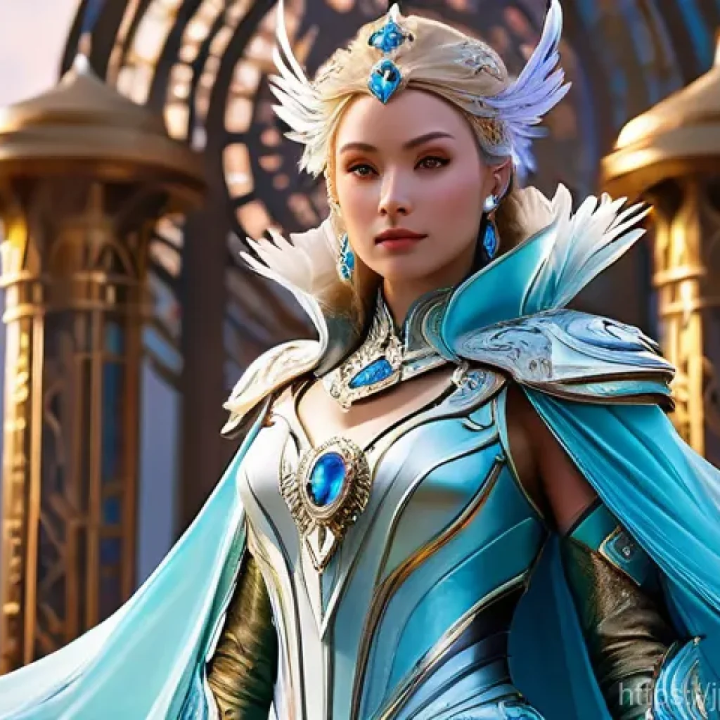 아이온 유료 서비스 비교 - **A highly detailed and stylized portrait of a female Daeva from AION, showcasing an intricate, cust...