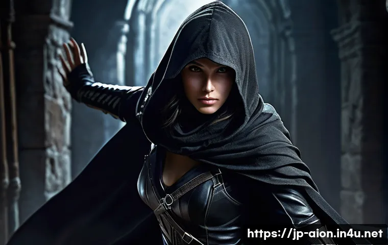 아이온 클래스별 특징 - **Prompt: Dynamic Female Assassin in Action** A highly detailed, full-body shot of a female assa...