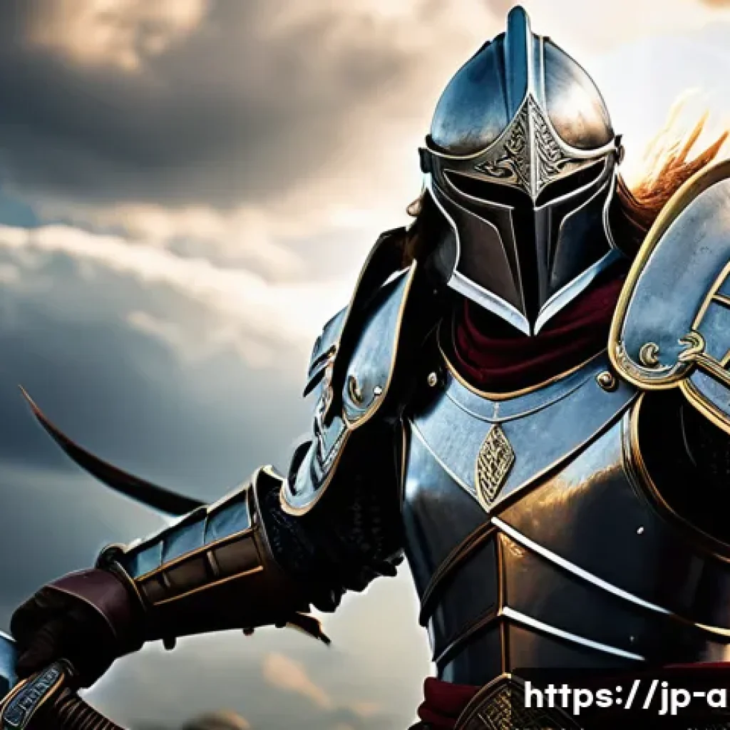 아이온 직업별 추천 무기 - A detailed fantasy warrior character wielding a gleaming sword and a heavy axe, showcasing the contr...